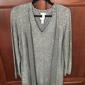 SEQUIN SPLENDOR CASENE TWINSET TANK and JACKET